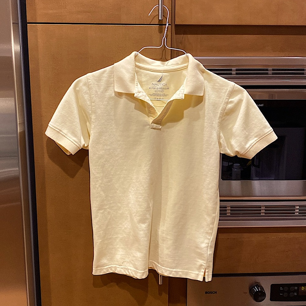 Boys soft yellow medium 10/12 polo shirt